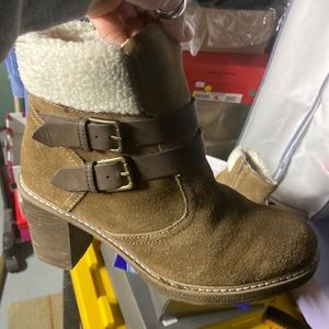 White Mountain Suede Taupe Fall/Winter bootie with faux fur lining.